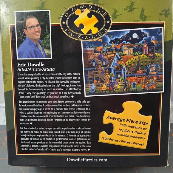 Dowdle Jigsaw Puzzle Flying School Folk Art 100 piece 16x20 Complete Halloween - Picture 3 of 12